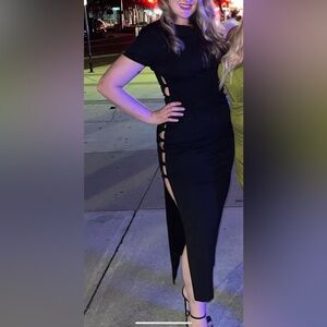 Black Zara midi dress with open sides